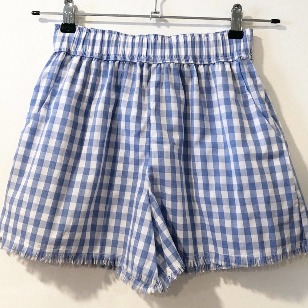 LF Seek The Label Blue Gingham Plaid Shorts